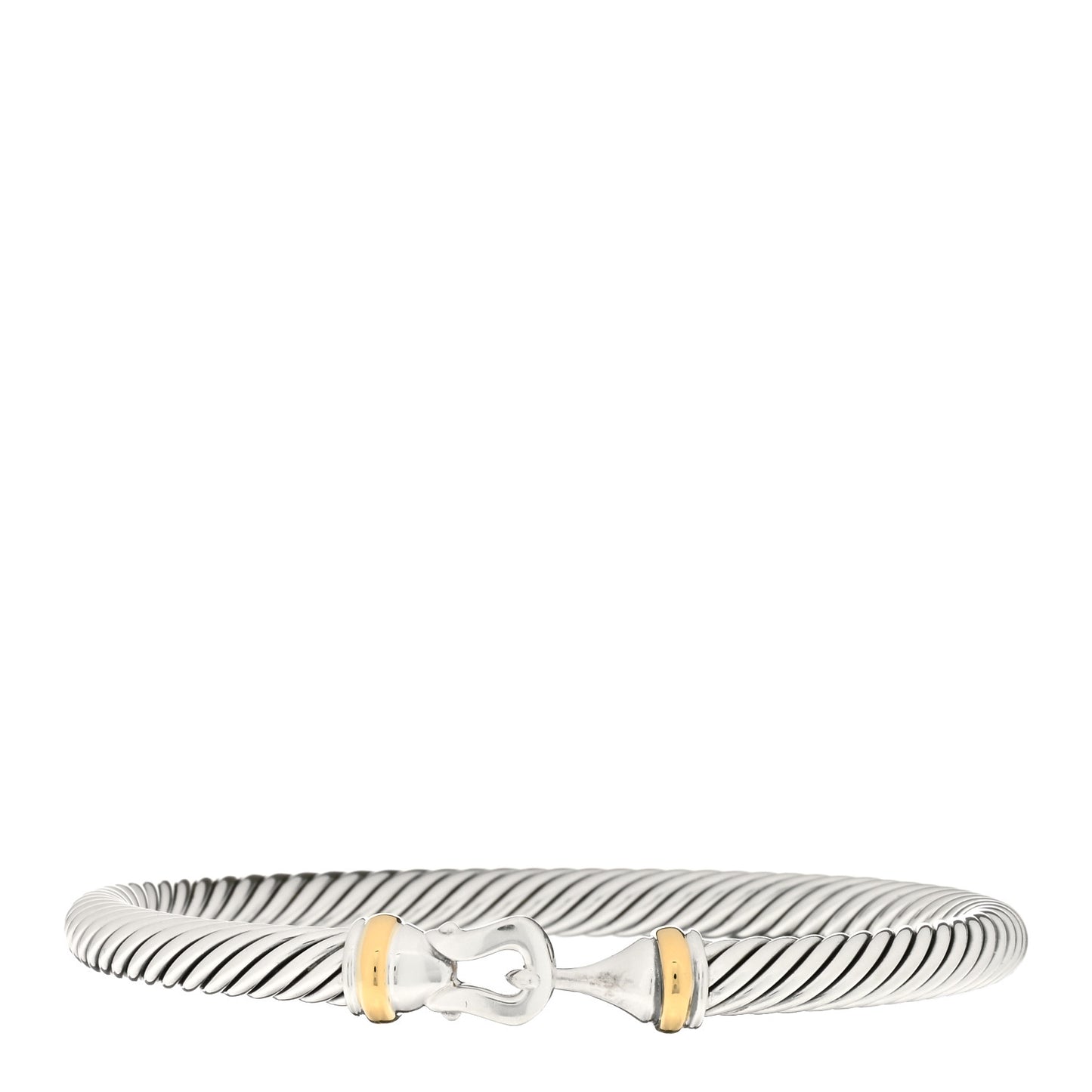 Sterling Silver 18K Yellow Gold 5mm Cable Classic Buckle Bracelet
