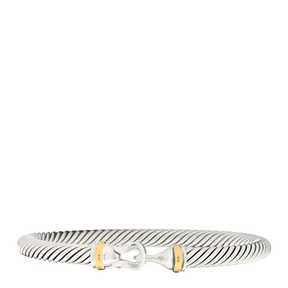 David Yurman Sterling Silver 18K Yellow Gold 5mm Cable Classic Buckle Bracelet 1 of 3