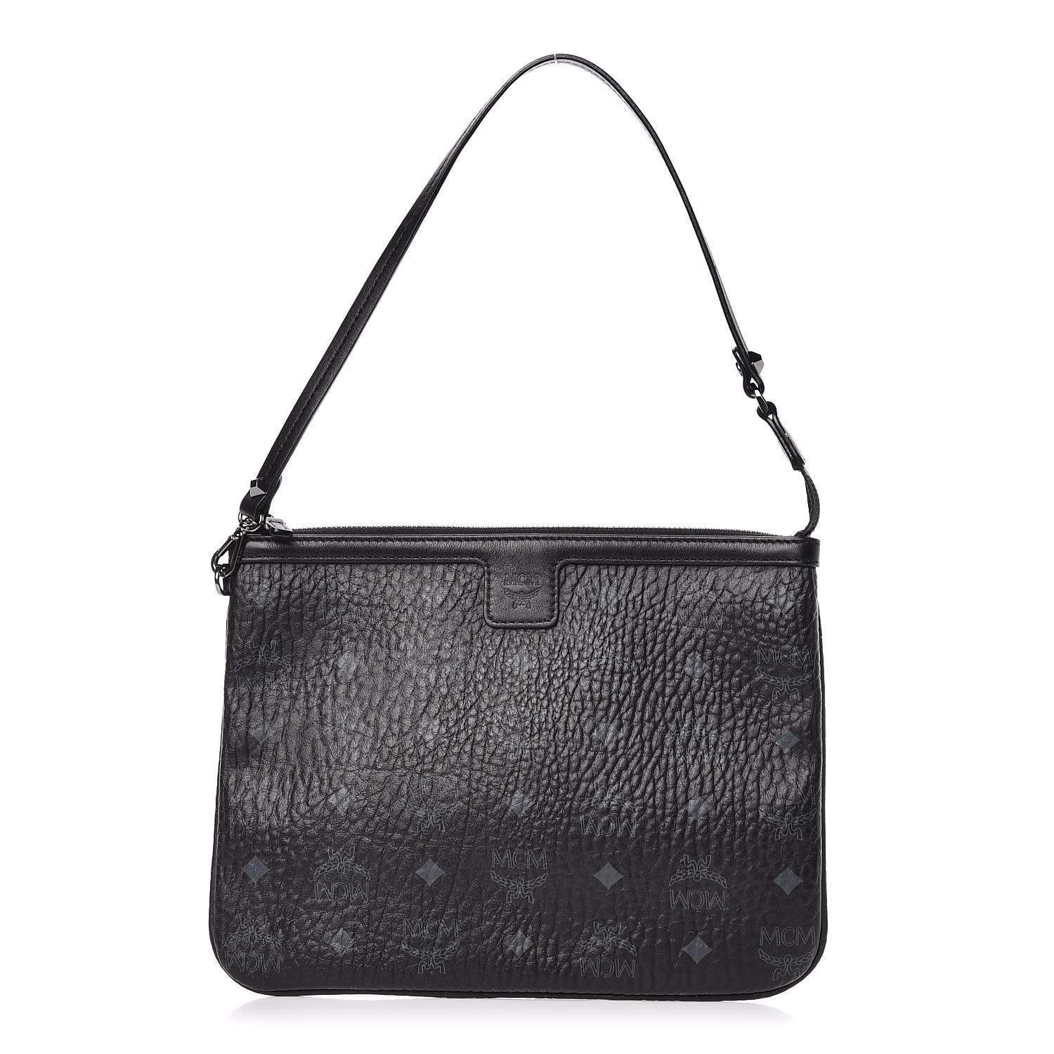 MCM Visetos Liz Shopper Tote Pouch Black 1 of 11