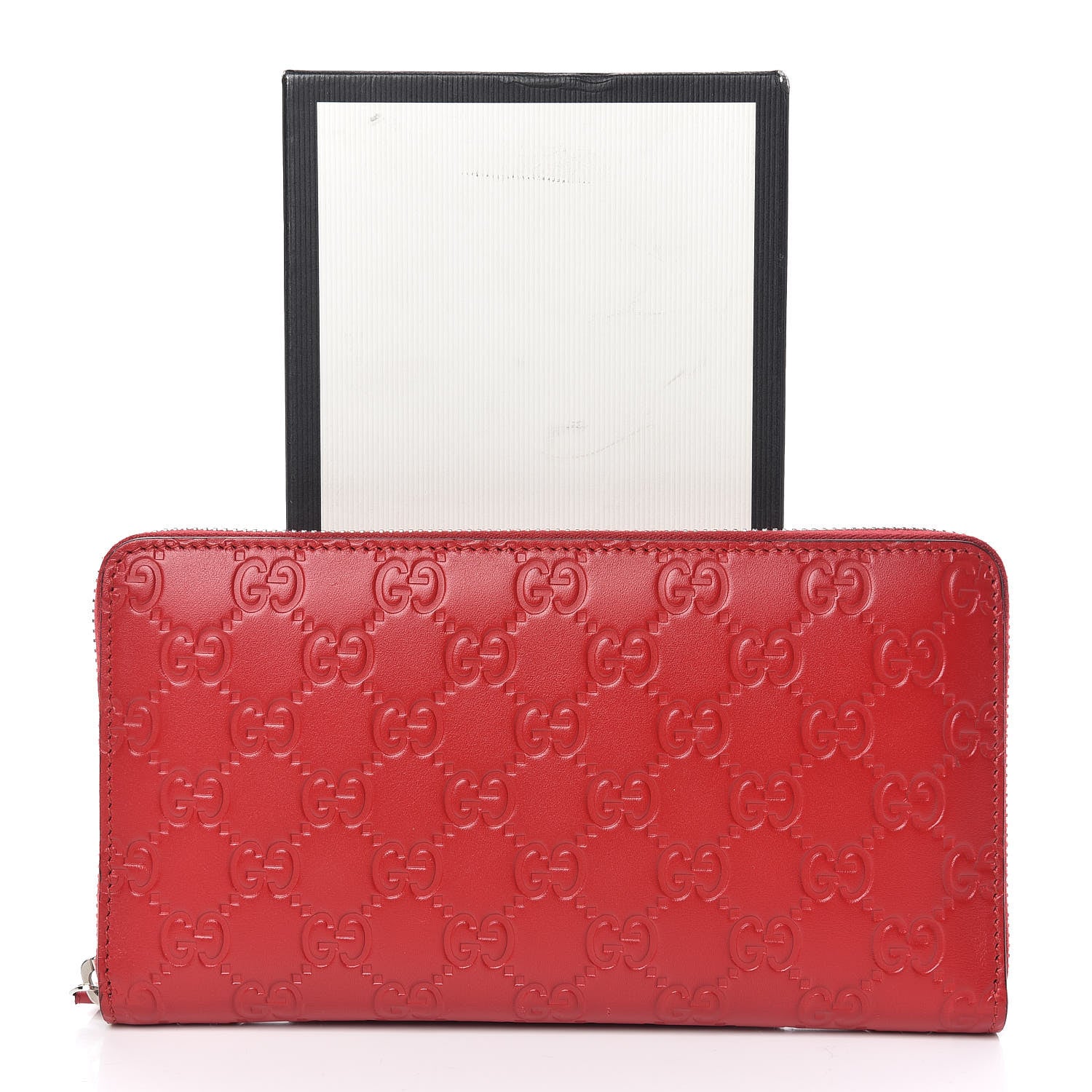 Gucci Guccissima Signature Zip Around Organizer Wallet Hibiscus Red 8 of 8