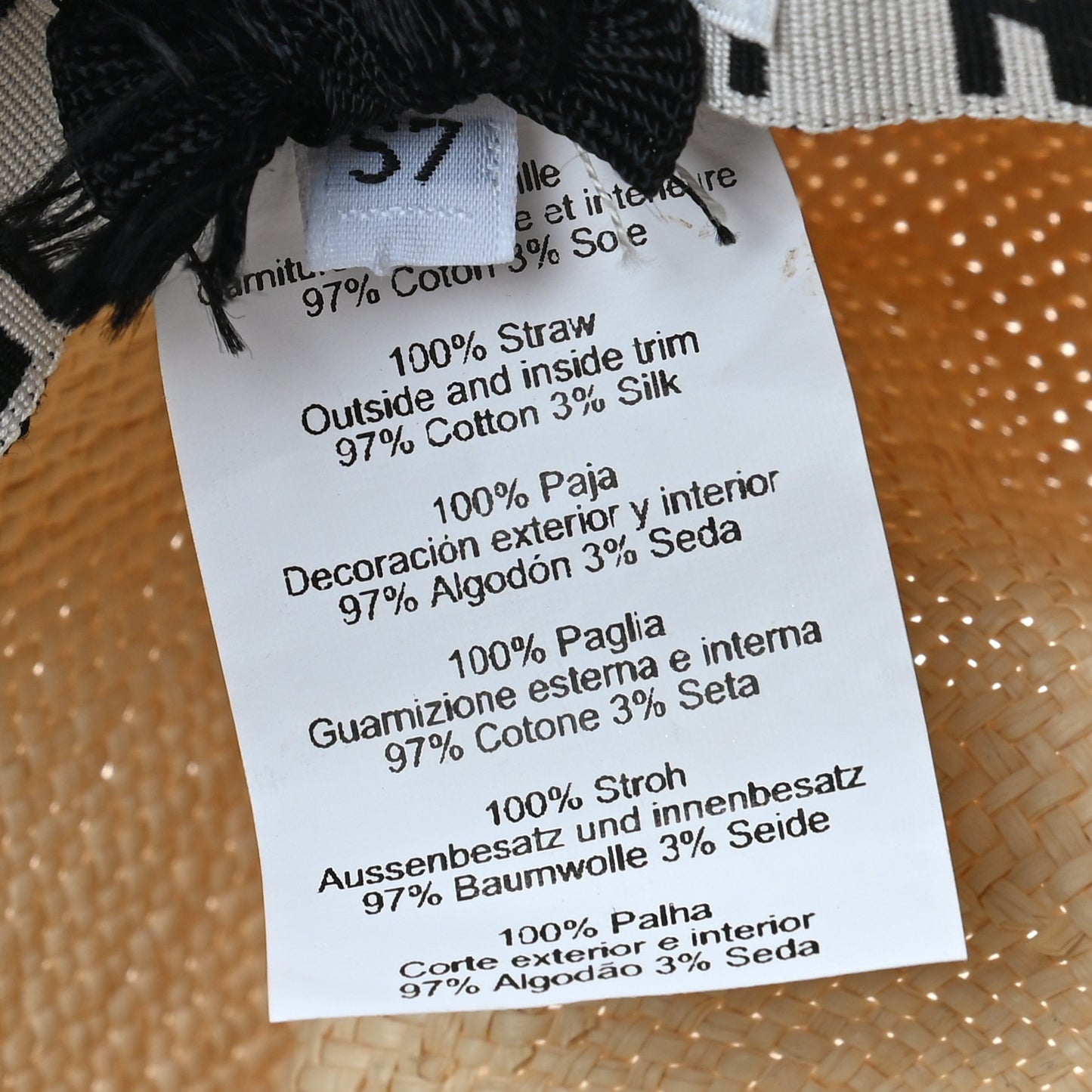 Straw Arizona Panama Brisa Hat 57 Naturel Ecru Black