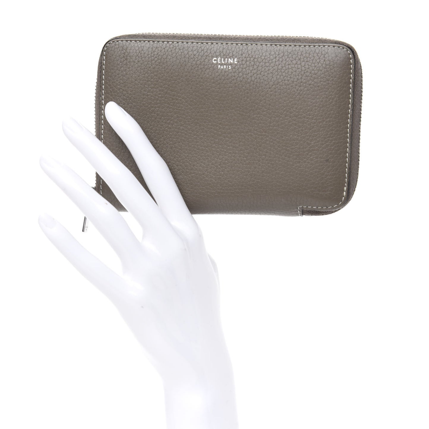 Drummed Calfskin Zip Around Multifunction Wallet Souris