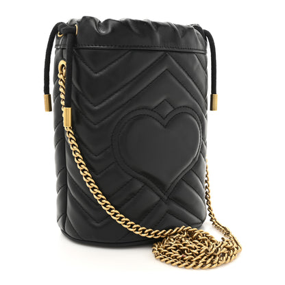 Gucci Calfskin Matelasse Mini GG Marmont 2.0 Bucket Bag Black 3 of 10