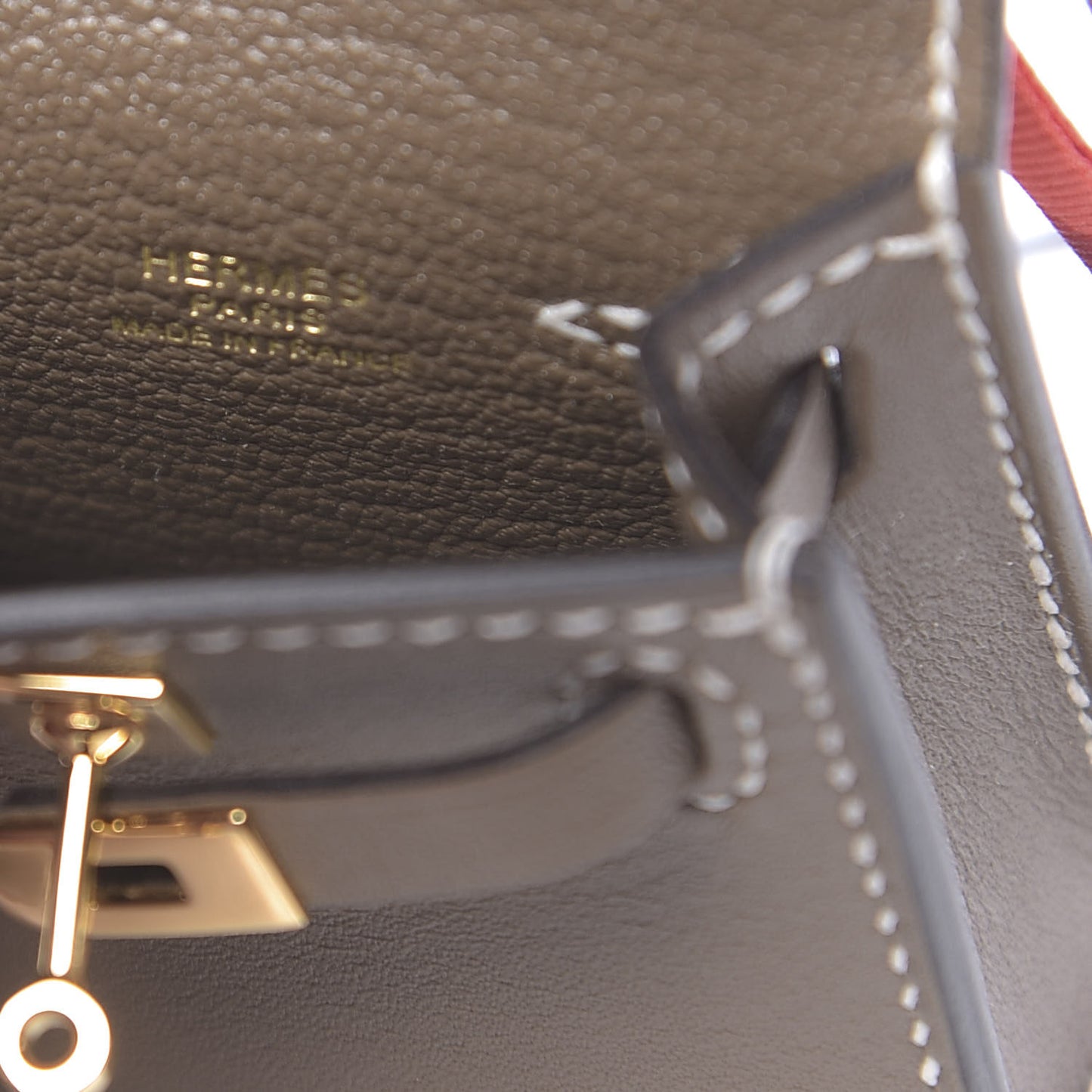 Tadelakt Mini Kelly Twilly Bag Charm Etoupe