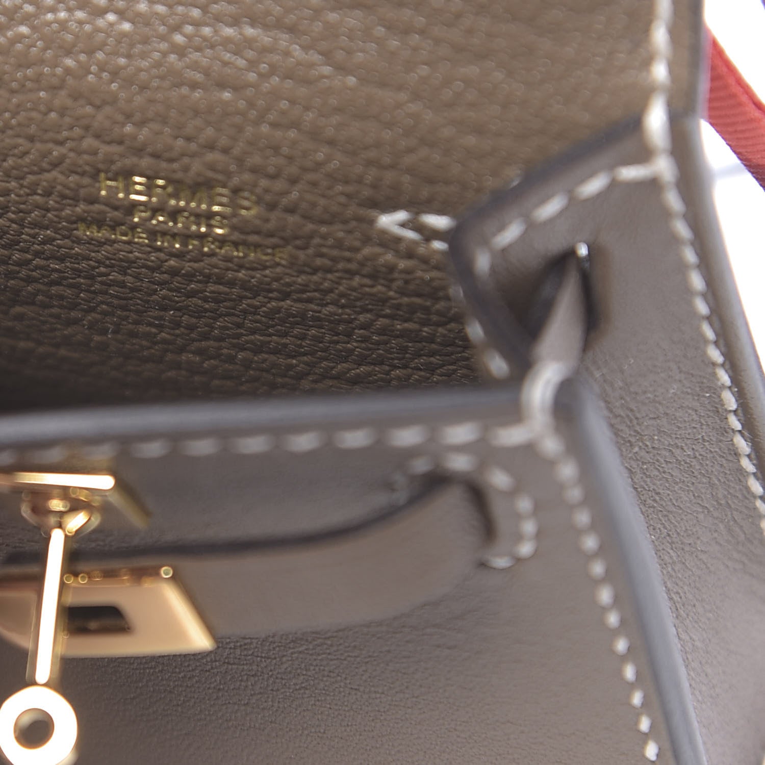 Hermes Tadelakt Mini Kelly Twilly Bag Charm Etoupe 4 of 6