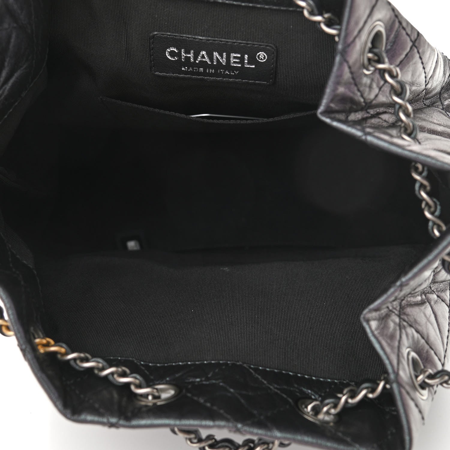 Chanel Iridescent Aged Calfskin Quilted Gabrielle Backpack Black 4 of 10