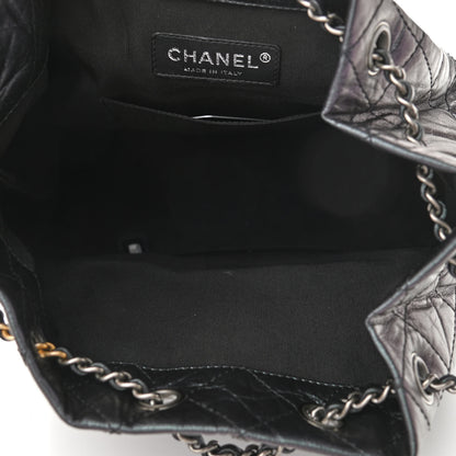 Chanel Iridescent Aged Calfskin Quilted Gabrielle Backpack Black 4 of 10