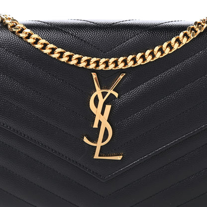 Saint Laurent Grain De Poudre Matelasse Chevron Monogram Chain Wallet Black 10 of 11