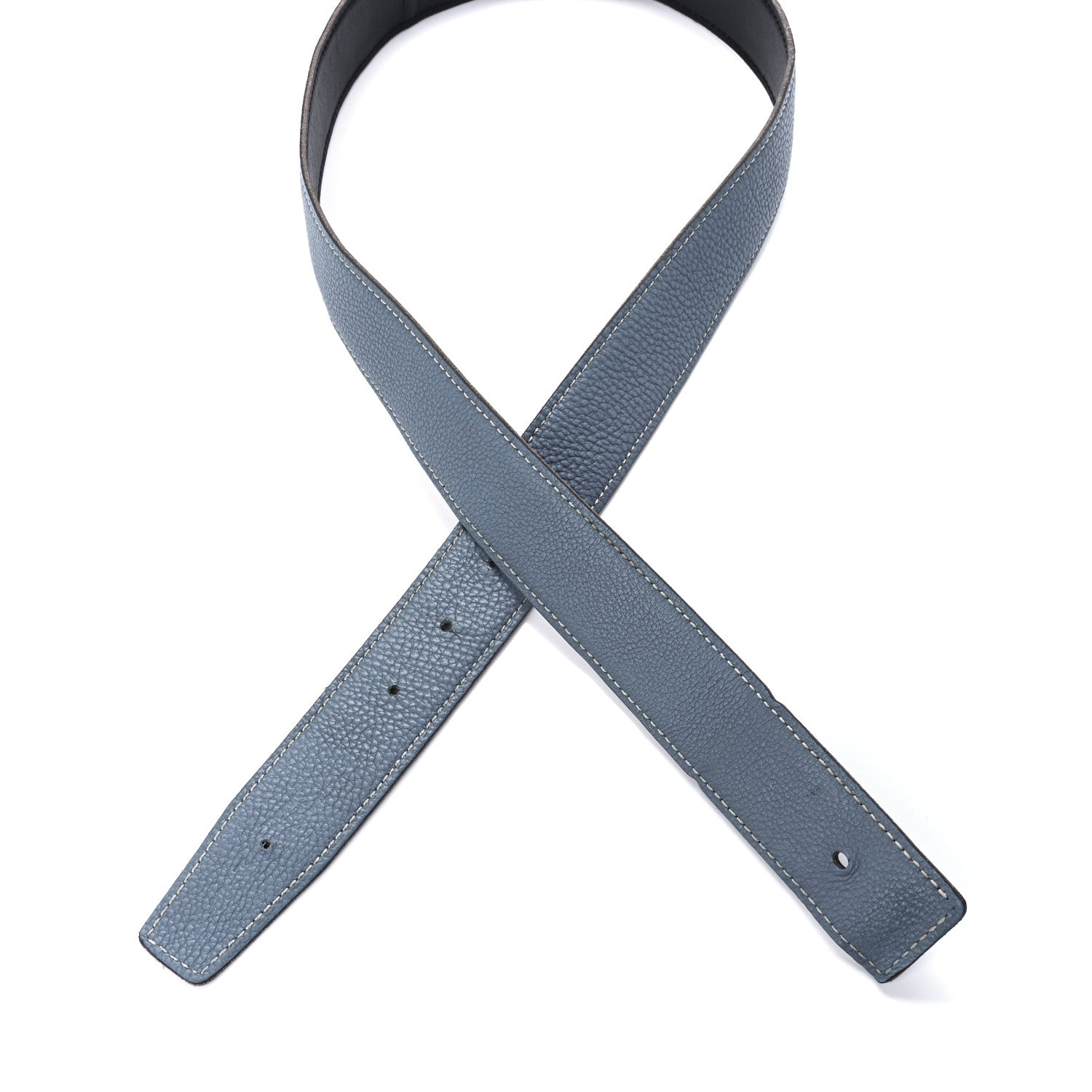 Hermes Swift Togo 32mm Guilloche H Belt 80 Black Blue Jean 5 of 5