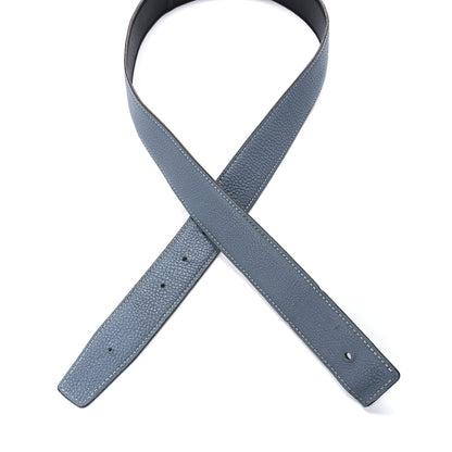 Hermes Swift Togo 32mm Guilloche H Belt 80 Black Blue Jean 5 of 5