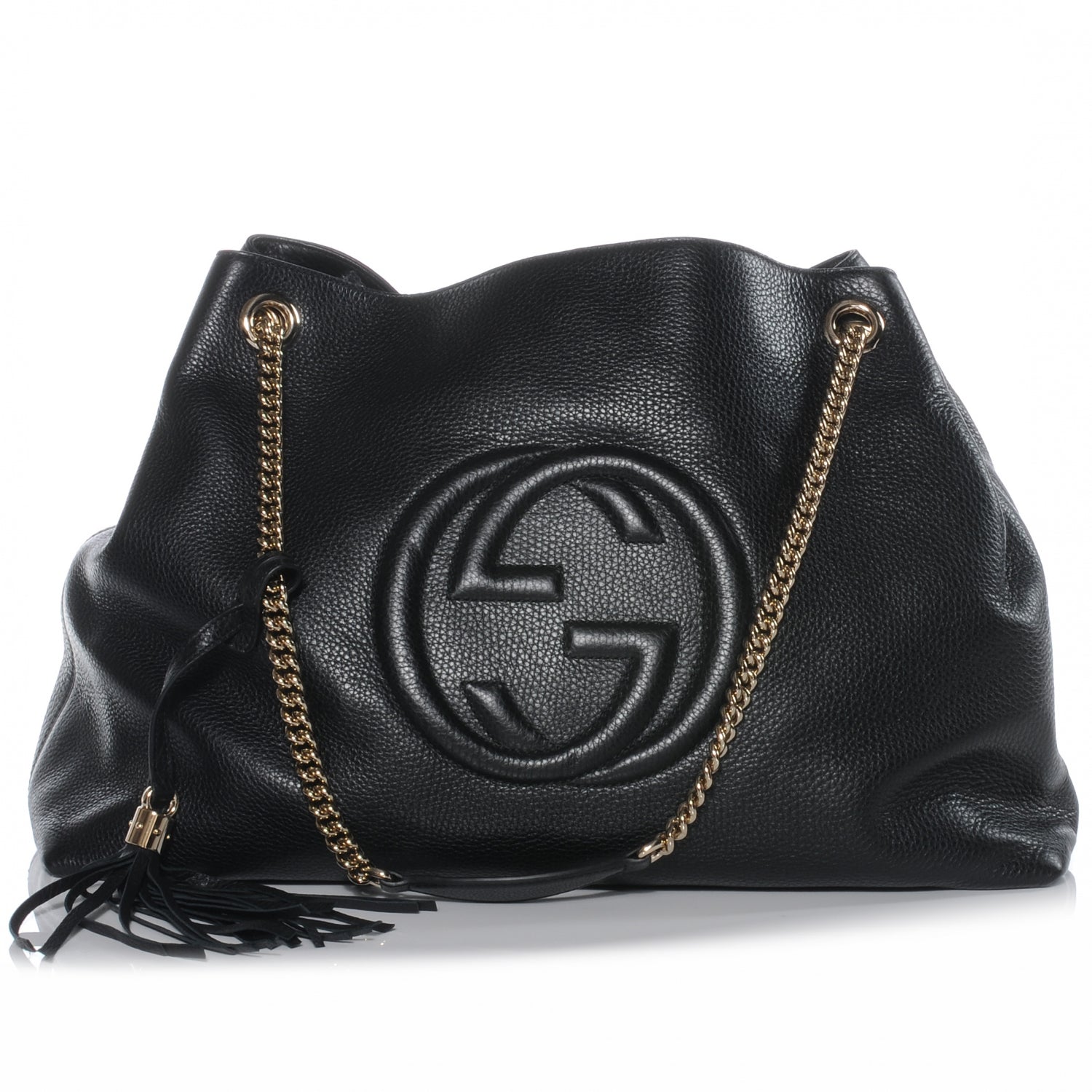 Gucci Pebbled Calfskin Large Soho Chain Shoulder Bag Black 1 of 7