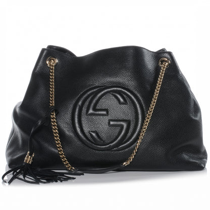 Gucci Pebbled Calfskin Large Soho Chain Shoulder Bag Black 1 of 7