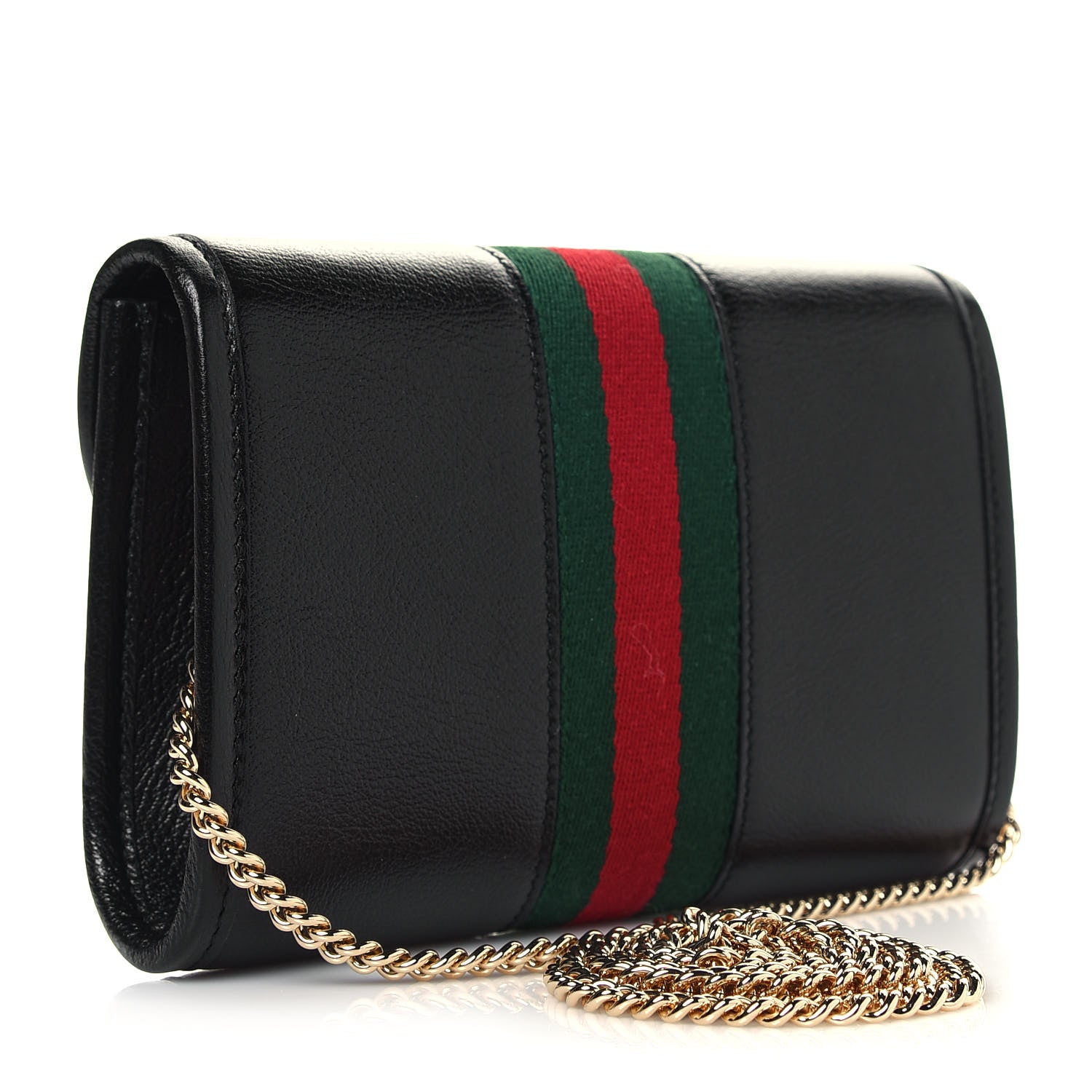 Gucci Textured Calfskin Web Mini Rajah Slim Flap Shoulder Bag Black 3 of 10