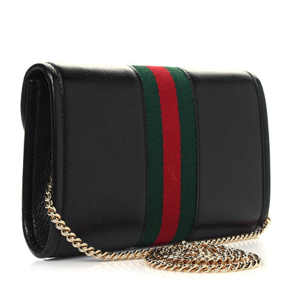 Gucci Textured Calfskin Web Mini Rajah Slim Flap Shoulder Bag Black 3 of 10