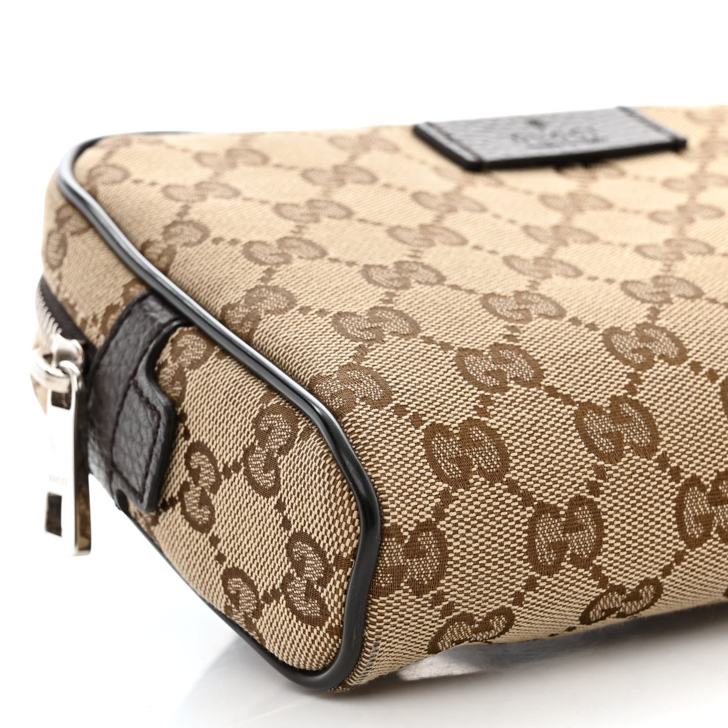 Gucci Monogram Dollar Calfskin Belt Bag Beige Ebony Testa di Moro Marrone Scuro 9 of 10