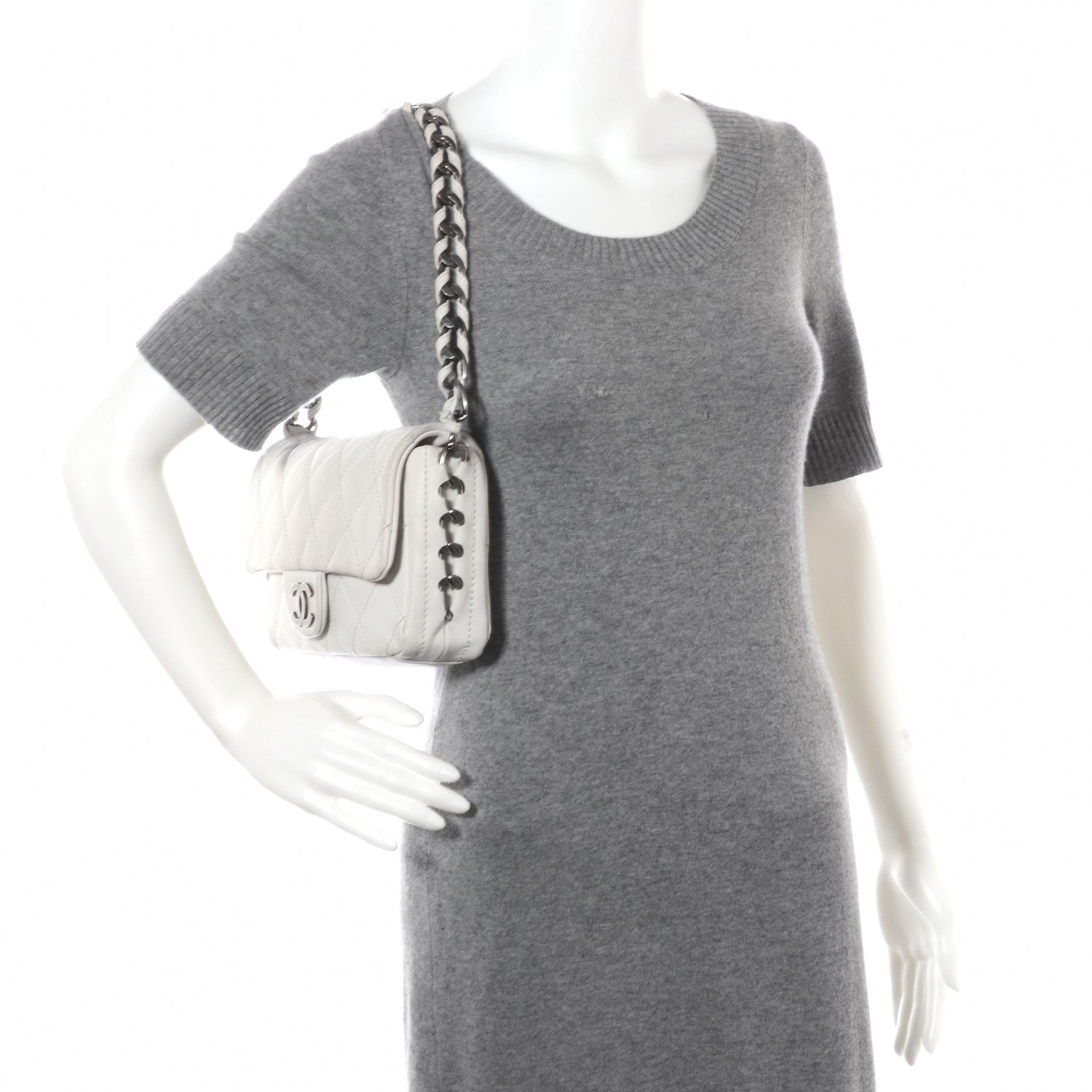 Chanel Calfskin Quilted Medium Modern Chain Flap White 2 of 9