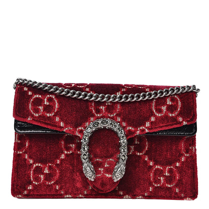 Gucci Velvet GG Monogram Super Mini Dionysus Shoulder Bag Red Cipria Black 1 of 10
