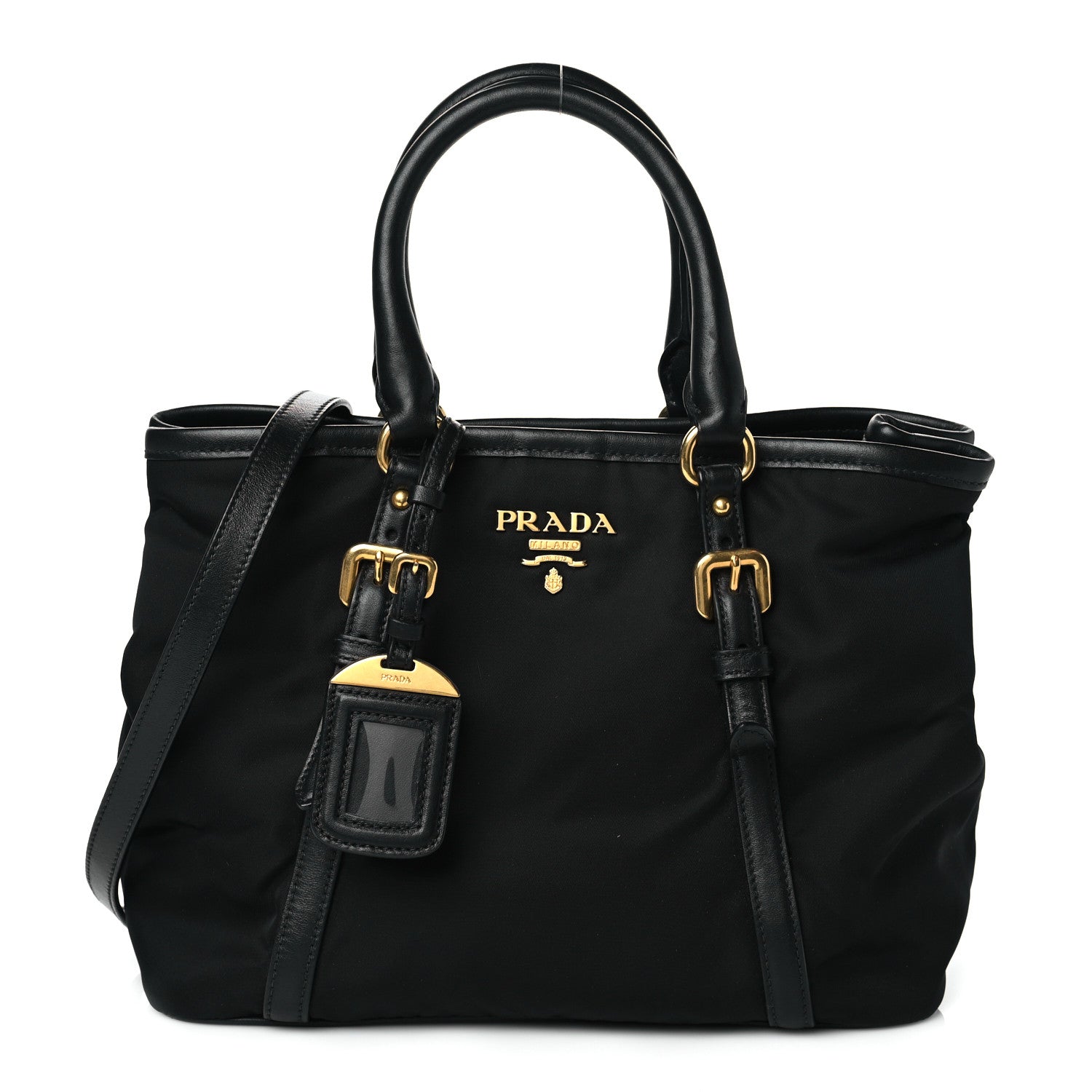 Prada Tessuto Nylon Vitello Daino Tote Black 1 of 10