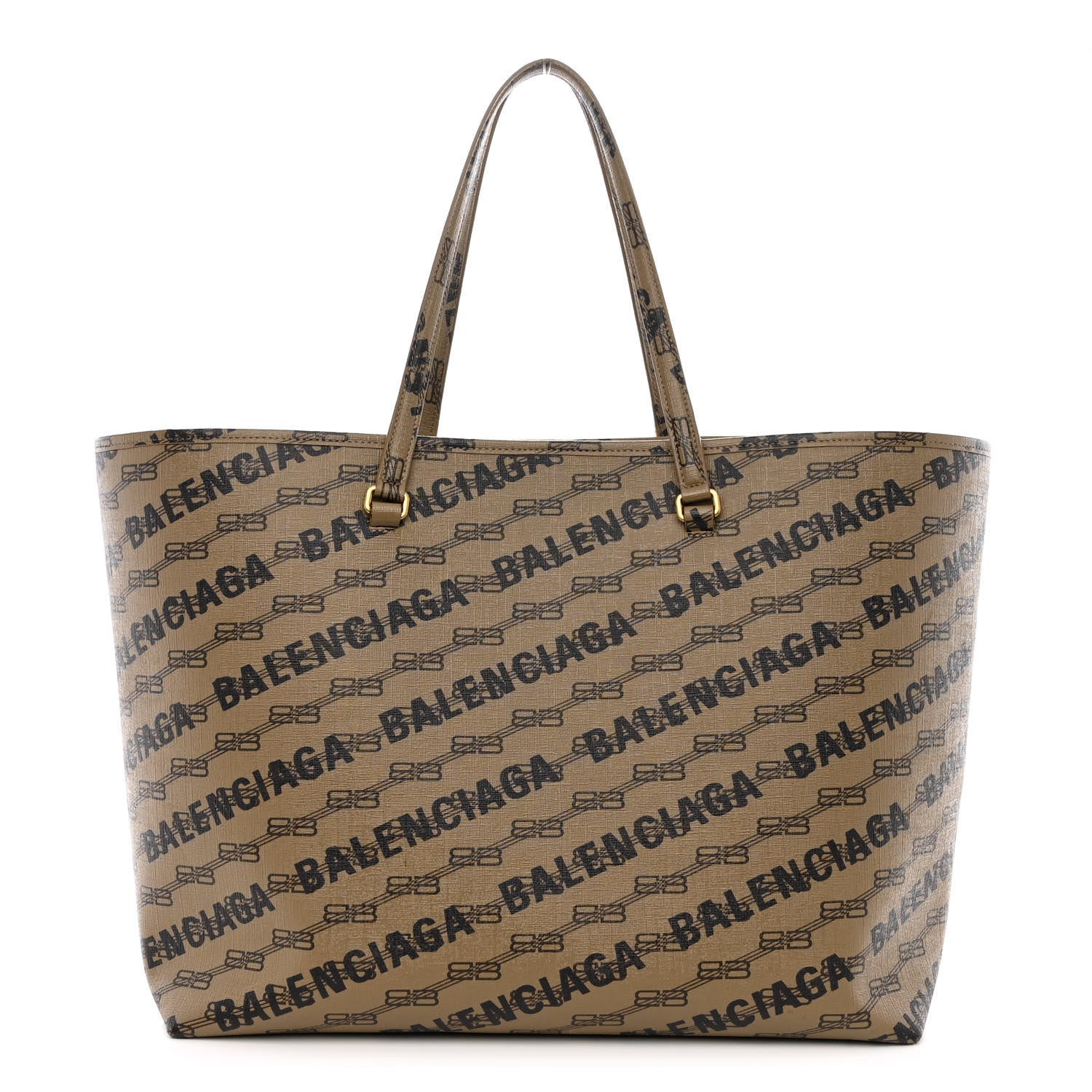 Balenciaga Coated Canvas BB Monogram Allover Logo Signature Tote Beige Brown Black 1 of 11