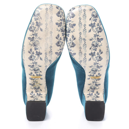 Gucci Softy Velvet GG Victoire 55mm Loafer Pumps 37 Pavone 5 of 11