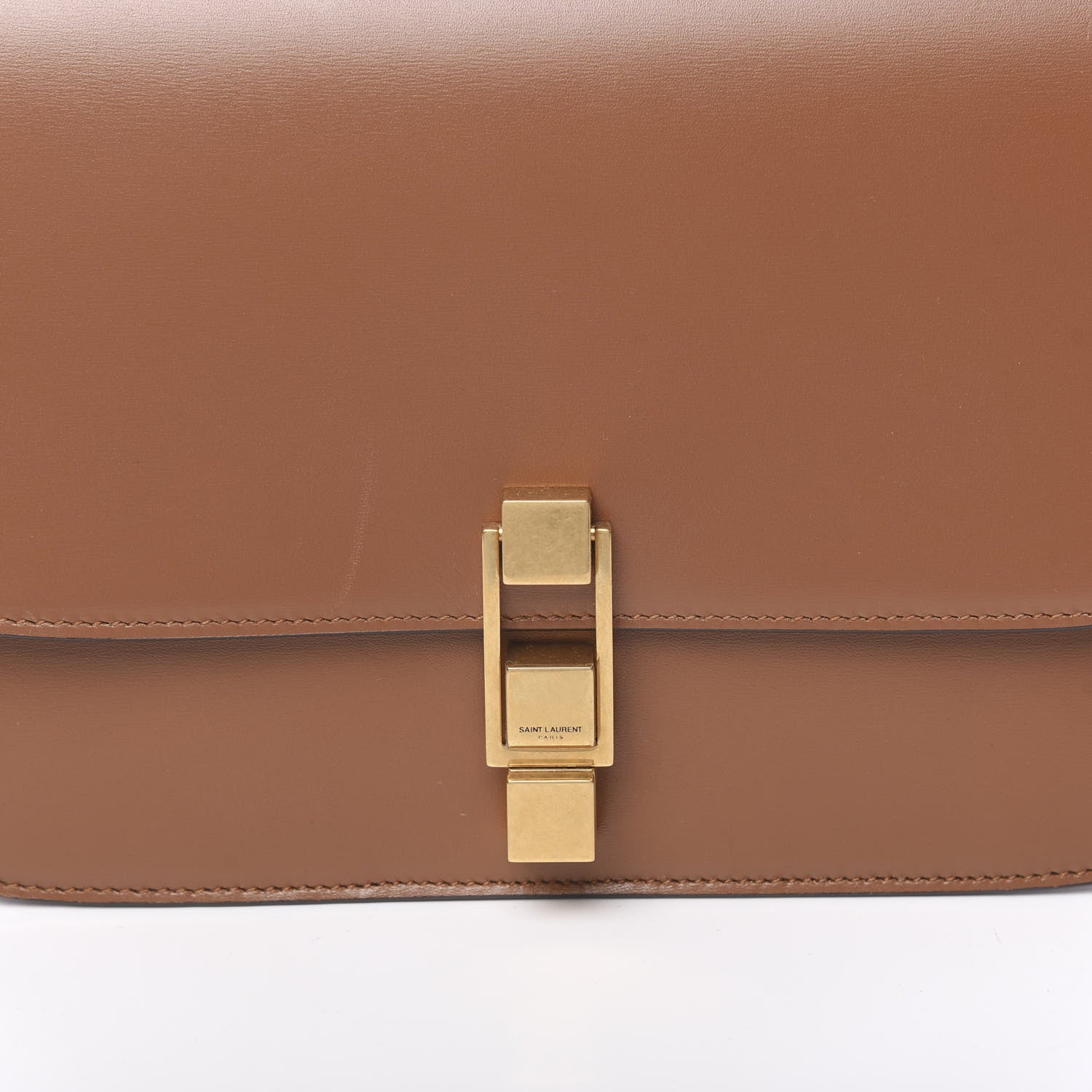 Saint Laurent Smooth Calfskin Carre Satchel Brown 6 of 8