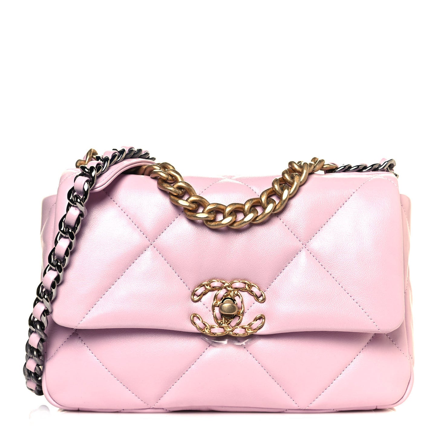 Lambskin Quilted Medium Chanel 19 Flap Light Pink