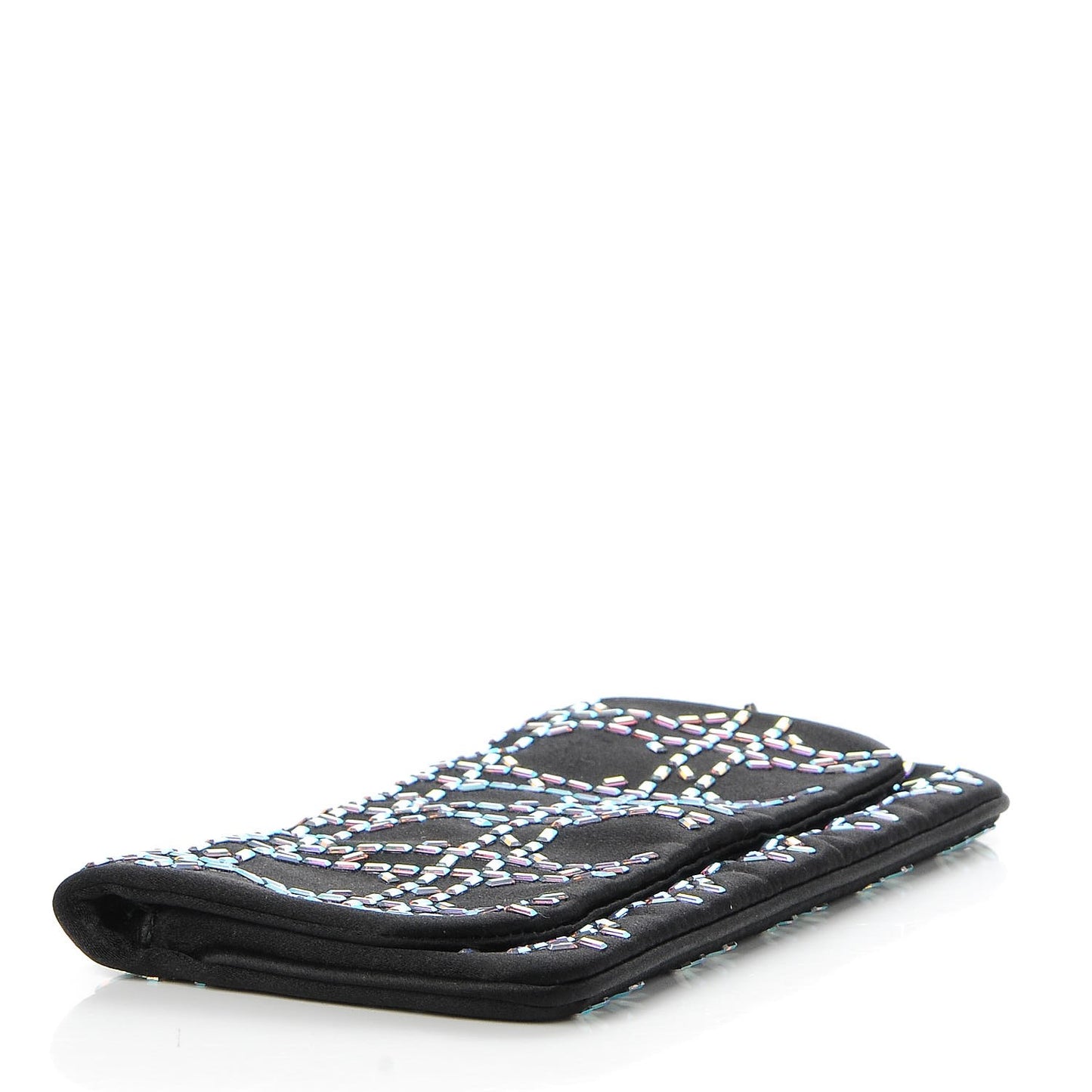 Satin Beaded Clutch Black