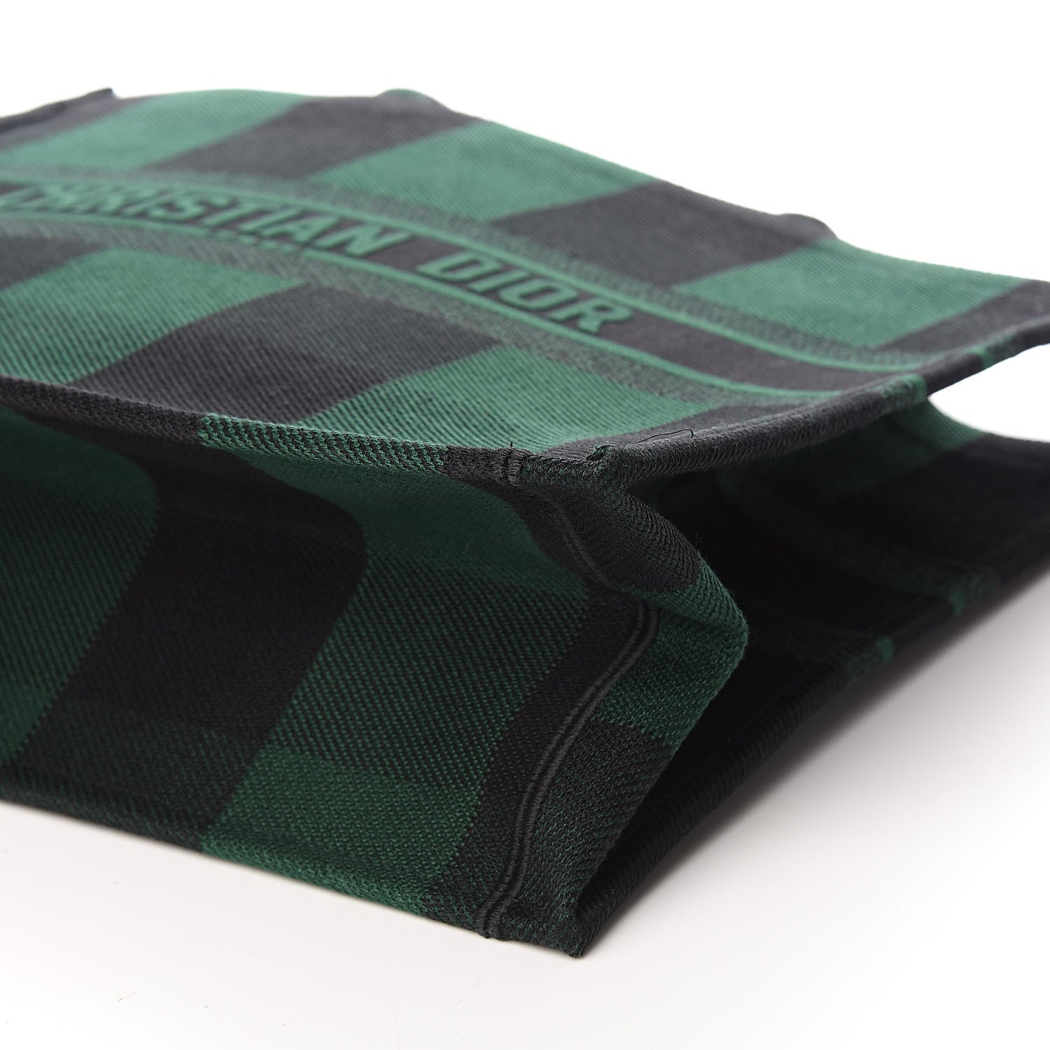 Christian Dior Canvas Embroidered Checkered Book Tote Black Green 9 of 10