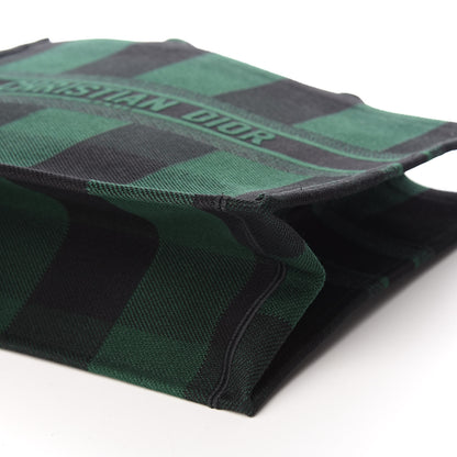 Christian Dior Canvas Embroidered Checkered Book Tote Black Green 9 of 10
