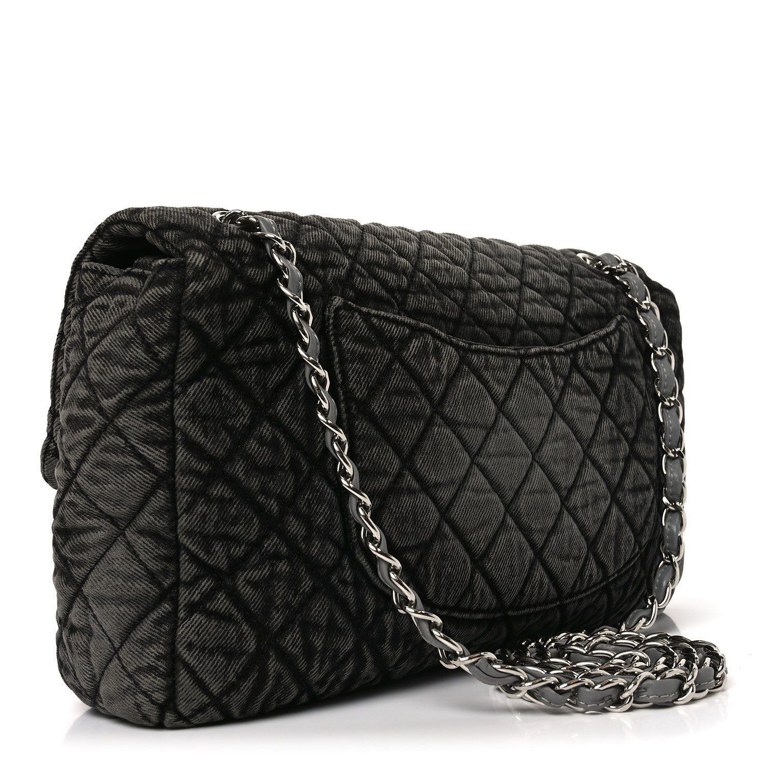 Chanel Denim Quilted Denimpression Flap Grey Black 2 of 9