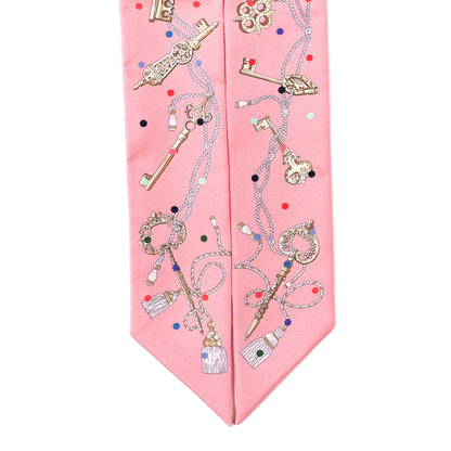 Hermes Silk Les Cles A Pois Twilly Rose Beige Multicolor 2 of 3