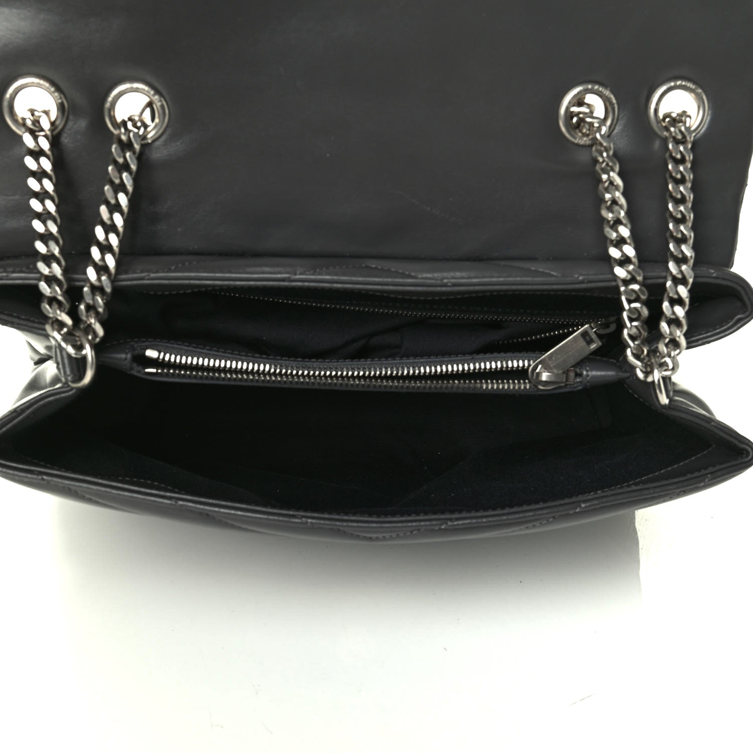 Saint Laurent Calfskin Y Quilted Monogram Medium Loulou Chain Satchel Asphalt 4 of 6