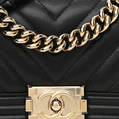 Chanel Caviar Chevron Quilted Small Boy Flap Black 8 of 11