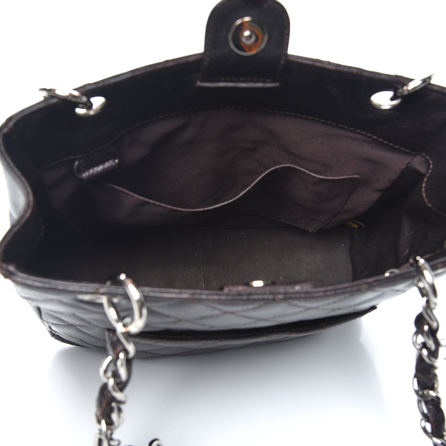 Chanel Caviar Petit Shopping Tote PST Dark Brown 5 of 12