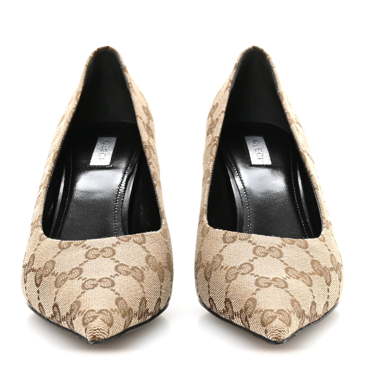 Balenciaga X GUCCI GG Monogram Square Knife 80mm Pumps 38 Beige Ebony 3 of 9