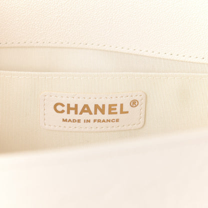 Chanel Caviar Chevron Quilted Medium Boy Flap White 8 of 11