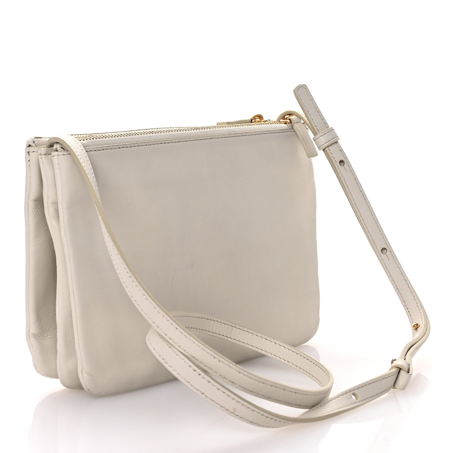 Celine Lambskin Small Trio Crossbody Bag White 3 of 11