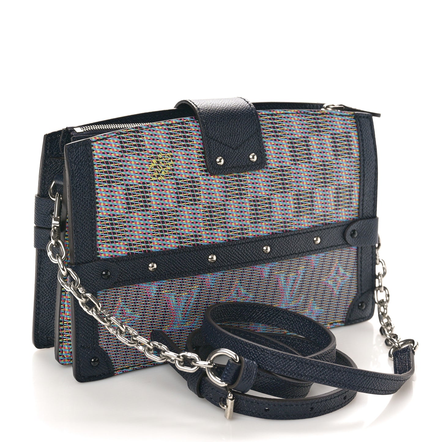 Calfskin Monogram LV Pop Trunk Clutch Blue