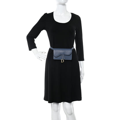Christian Dior Goatskin Saddle Belt Clutch Denim Blue 2 of 10