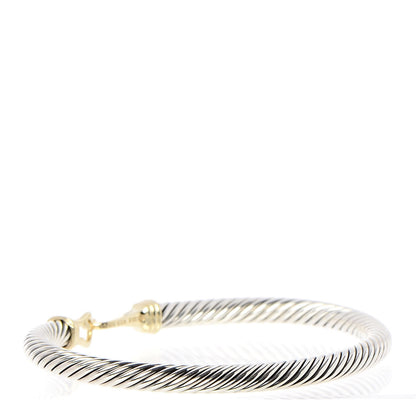 David Yurman Sterling Silver 14K Yellow Gold 5mm Cable Classic Buckle Bracelet 3 of 4