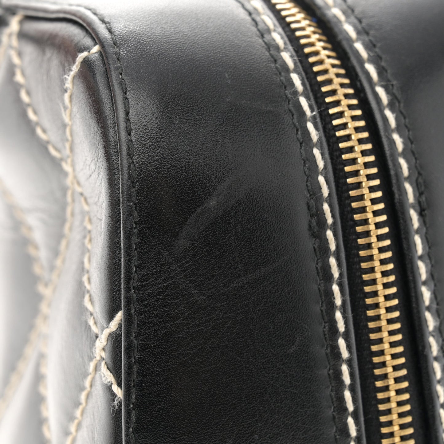 Calfskin Contrast Stitch Surpique Bowler Black