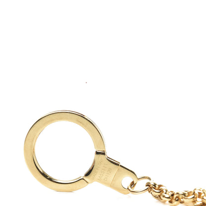 Louis Vuitton Brass Enamel Fleur De Monogram Bag Charm Chain Gold 5 of 7