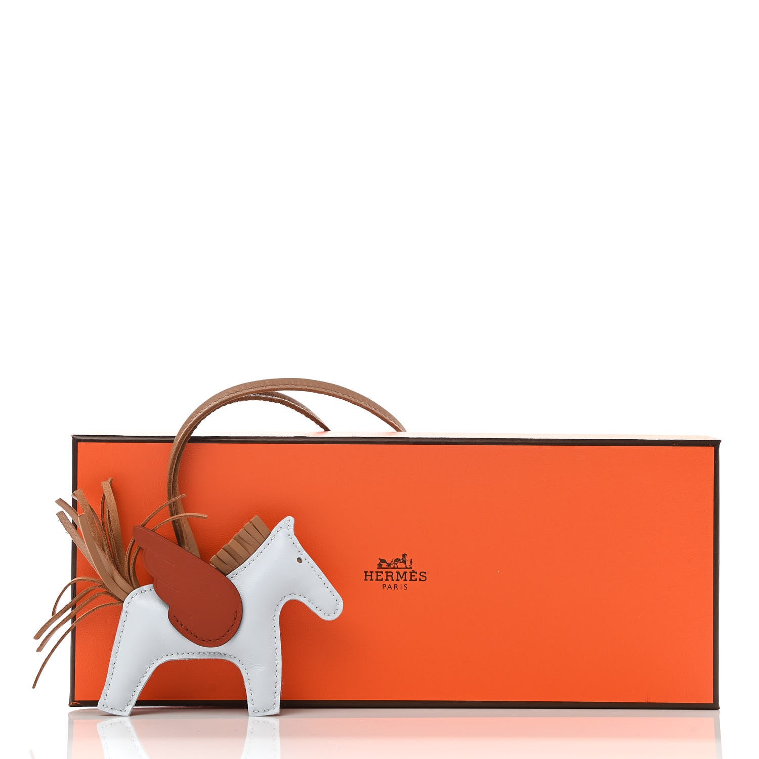 Hermes Milo Lambskin Grigri Rodeo Pegase Horse Bag Charm PM Bleu Brume Chai Cornaline 5 of 5