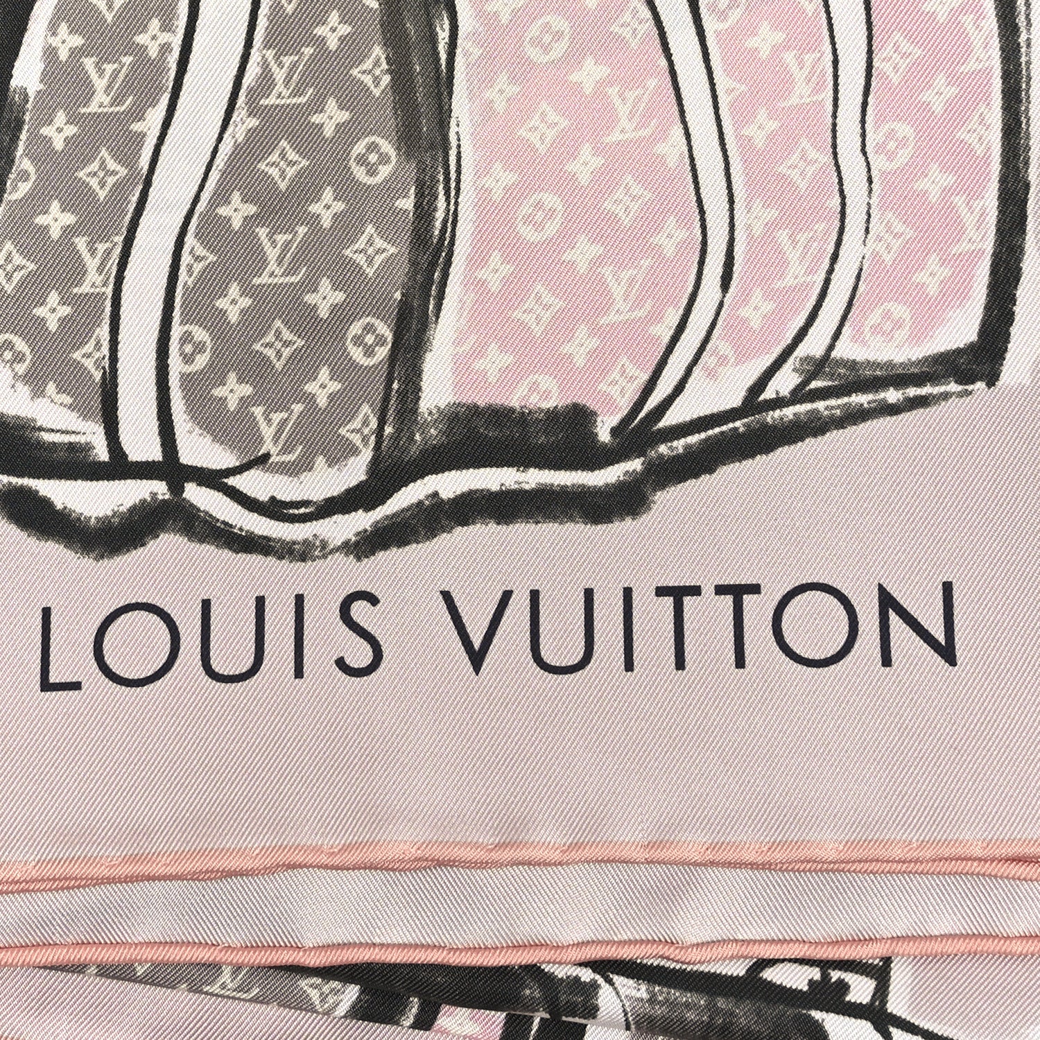Louis Vuitton Silk Monogram Trunks Square Scarf Rose Poudre 2 of 3
