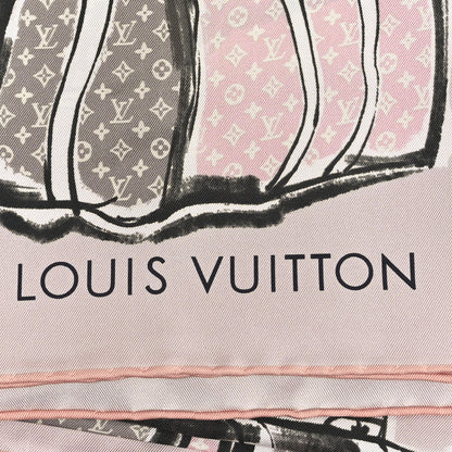Louis Vuitton Silk Monogram Trunks Square Scarf Rose Poudre 2 of 3