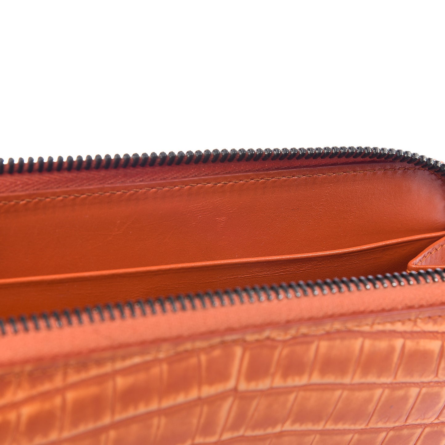 Shiny Crocodile Zip Around Wallet Orange