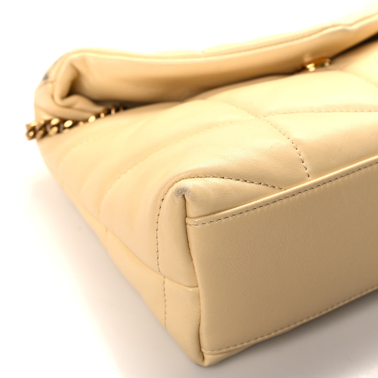 Lambskin Quilted Toy Loulou Puffer Monogram Chain Satchel Jaune Pale