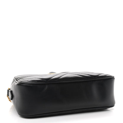 Gucci Calfskin Matelasse Small GG Marmont Chain Shoulder Bag Black 4 of 9