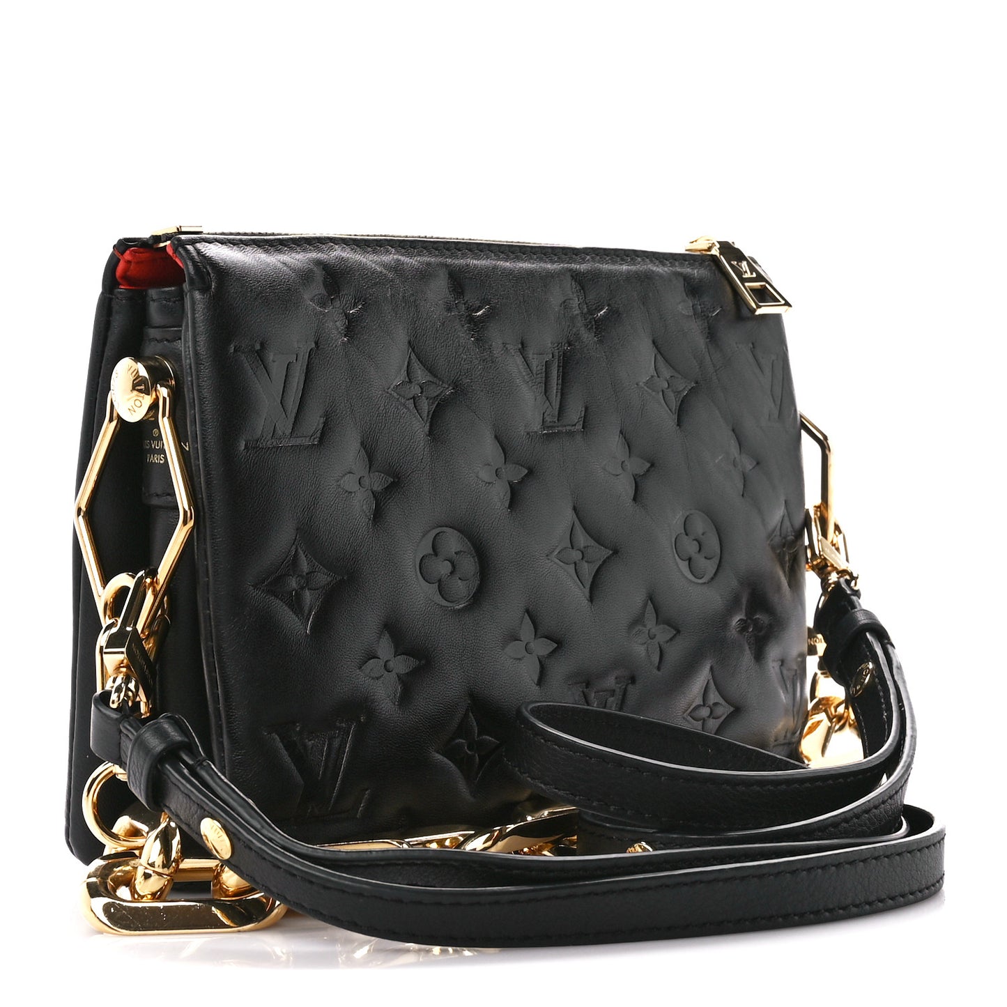 Lambskin Embossed Monogram Coussin BB Black