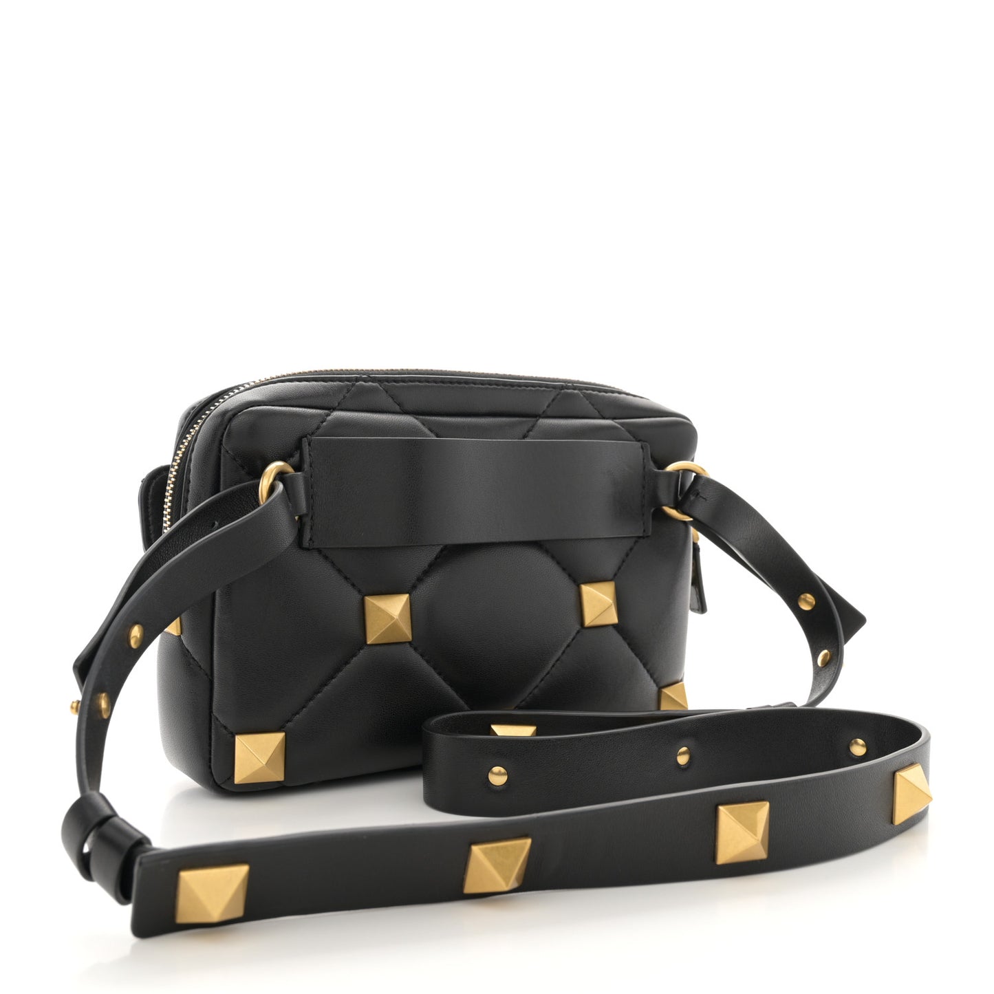 Nappa Roman Stud Crossbody Black